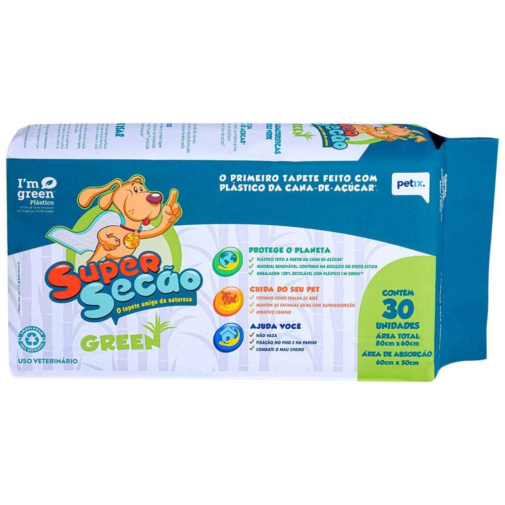 森绿　PET Super Secão Tapete Higiênico Para Cães Green 30 Unidades Verde